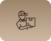 Delivery person icon holding a package.